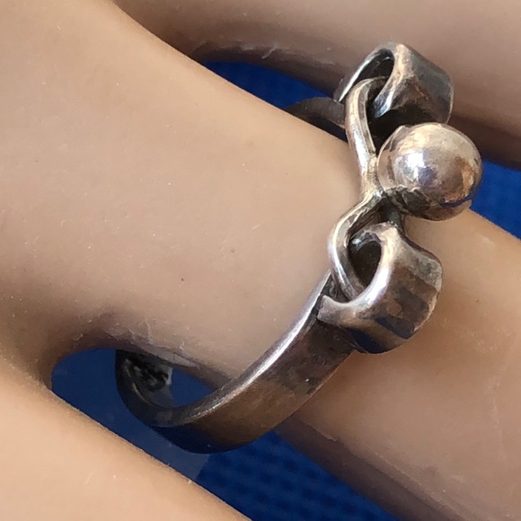 Vintage sterling silver modernist Mexico eagle mark 3 ring - Picture 1 of 5